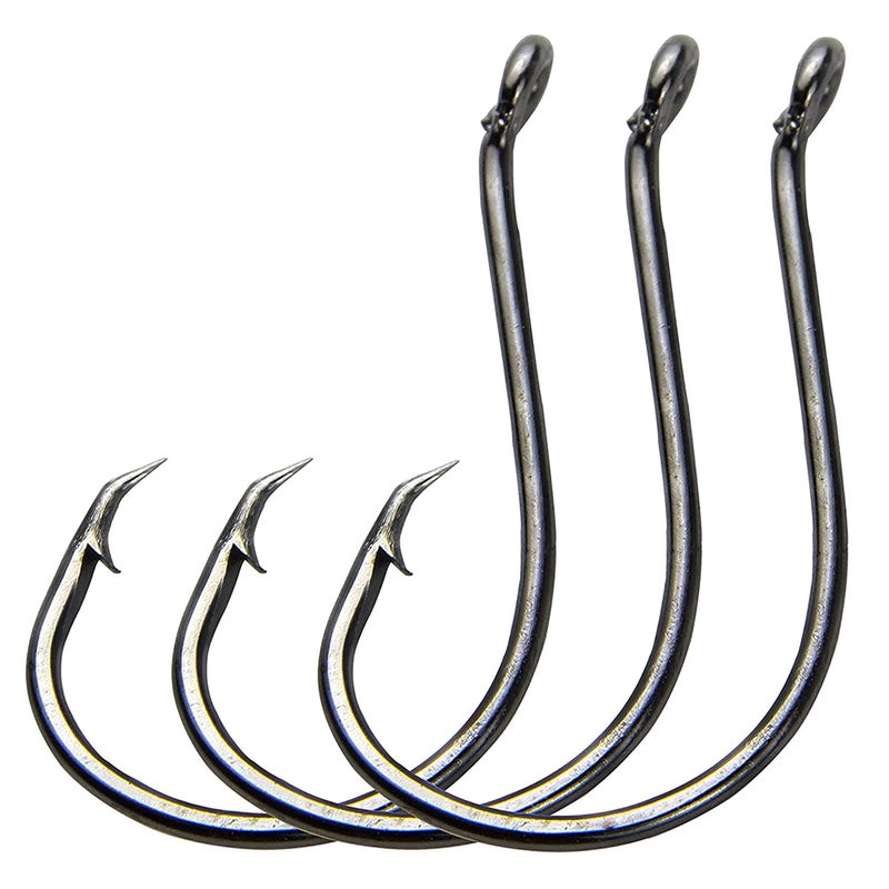 Shaddock Fishing Offset Circle Hooks Octopus Saltwater Fishing Hooks High Carbon Steel Fishing Gear Tackles for Freshwater Catfish Trout, Black, Size 8/0, 100pcs - Image 1